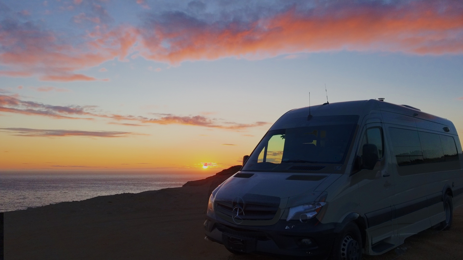MooVan and the setting sun